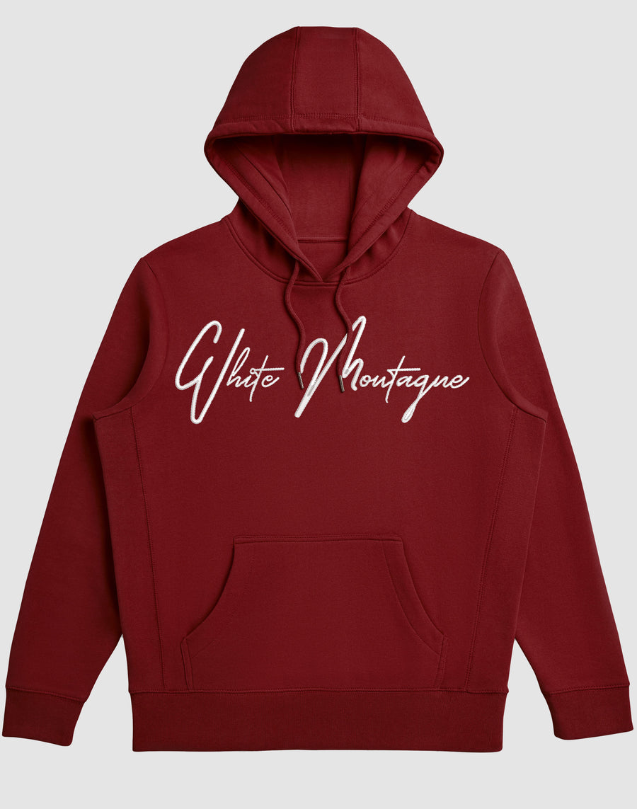 Embroidered White Montagne Hoodies