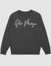 Embroidered White Montagne Logo Crewneck