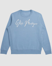 Embroidered White Montagne Logo Crewneck