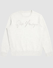 Embroidered White Montagne Logo Crewneck