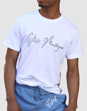 Embroidered White Montagne 100% Supima Cotton T-Shirt