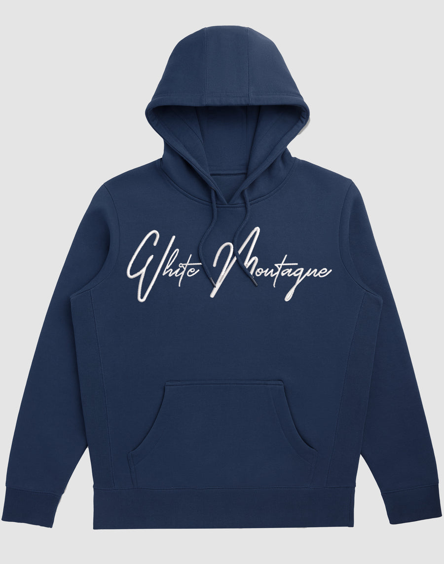 Embroidered White Montagne Hoodies