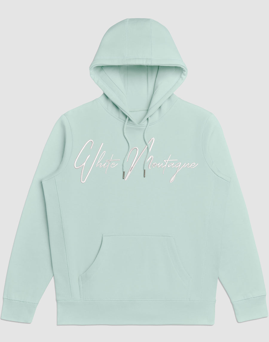 Embroidered White Montagne Hoodies