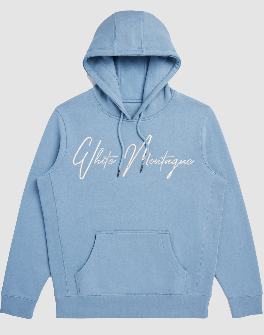 Embroidered White Montagne Hoodies