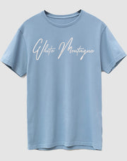 Embroidered White Montagne 100% Supima Cotton T-Shirt